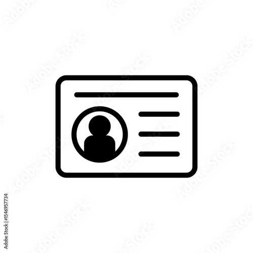 License icon symbol for apps and websites. ID card icon. driver license, staff identification card