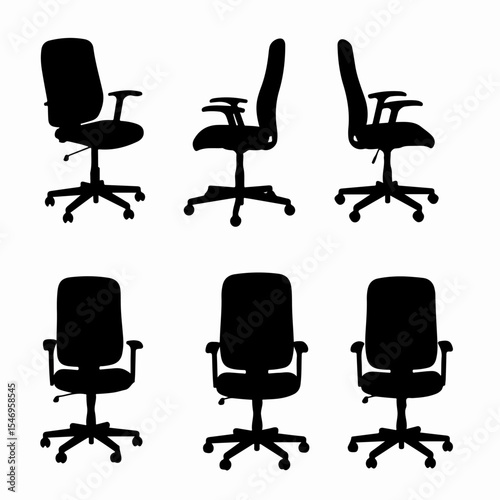 Office chair silhouettes set for interior