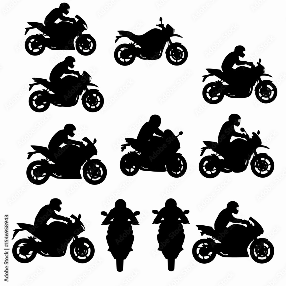Obraz premium Motorcycle silhouette collection for transportation and recreation
