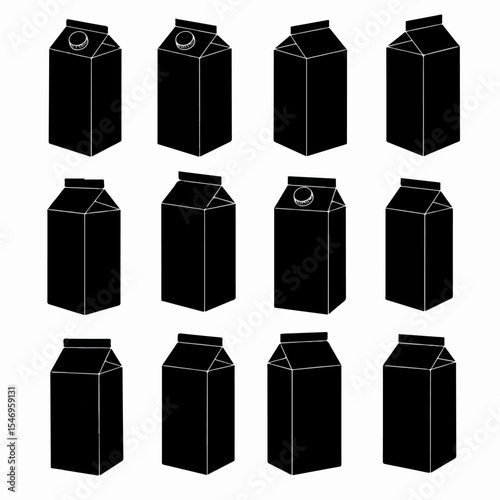 Milk carton design set food drink container