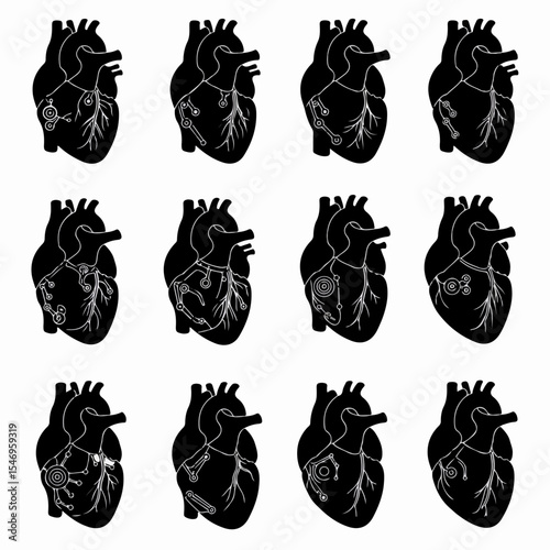 Mechanical hearts anatomical cyborg style medicine