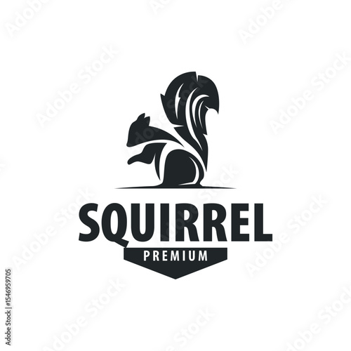 animal logo squirrel black silhouette design minimalist simple black and white design vintage concept as a symbol illustration template for brand or poster