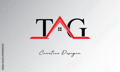 TG Letter House Logo – Creative Real Estate Monogram Design with Roof Shape & Home Symbol for Architecture, Property & Modern Branding Identity