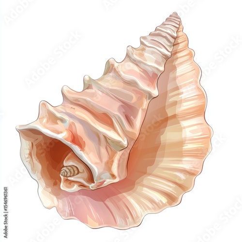 Detailed Conch Shell Illustration in Vector Art Style