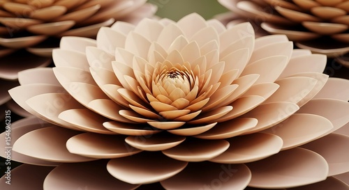 Blooming Flower with Layered Petals in Soft Beige Tones