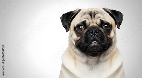 Dog Portrait Close Up with Neutral Background Staring at Camera
