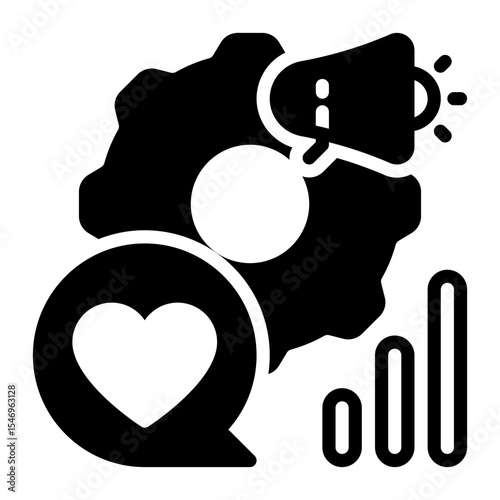 Digital marketing icon, glyph icon style