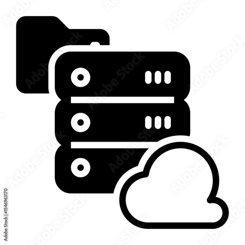 Cloud data icon, glyph icon style