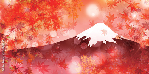 富士山　紅葉　もみじ　秋　背景	