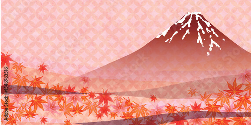富士山　紅葉　もみじ　秋　背景	