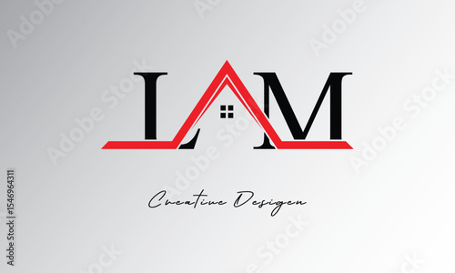 LM Letter House Logo – Creative Real Estate Monogram Design with Roof Shape & Home Symbol for Architecture, Property & Modern Branding Identity