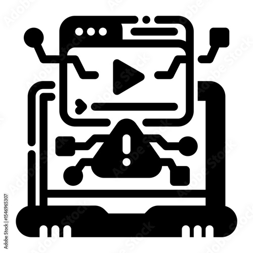 AI Control Panel Glyph Icon – Vector Interface for System Management