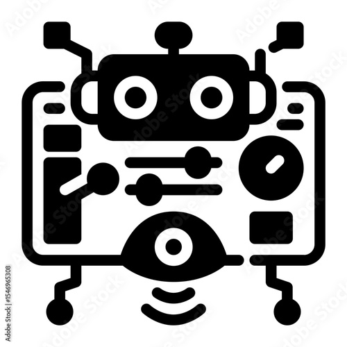 AI Data Filter Glyph Icon – Flat Vector for Information Screening