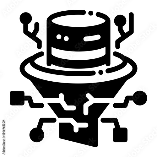 AI Deepfake Blocker Glyph Icon – Vector Illustration for Content Security