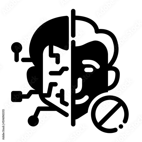AI Face Blur Glyph Icon – Vector Privacy Tool for UI Applications