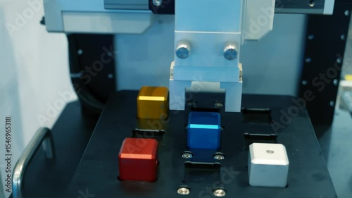 automatic gripping and smart robot working on smart factory,industry 4.0 and technology.