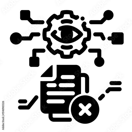 AI Content Glyph Line Icon – Vector Symbol for Moderation Systems