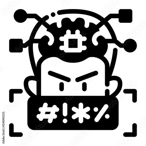 AI Safe Mode Glyph Icon – Vector Flat Symbol for Device or App Safety