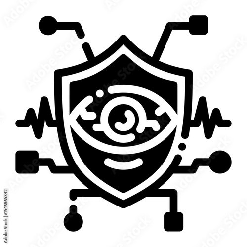 AI Smart Censorship Glyph Icon – Flat Vector Symbol for Moderation UI