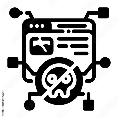 AI Toxic Content Filter Glyph Icon – Vector Safety Symbol for Moderation