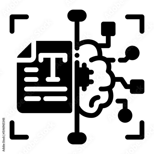 AI Text Filter Glyph Icon – Clean Vector Icon for Language Screening