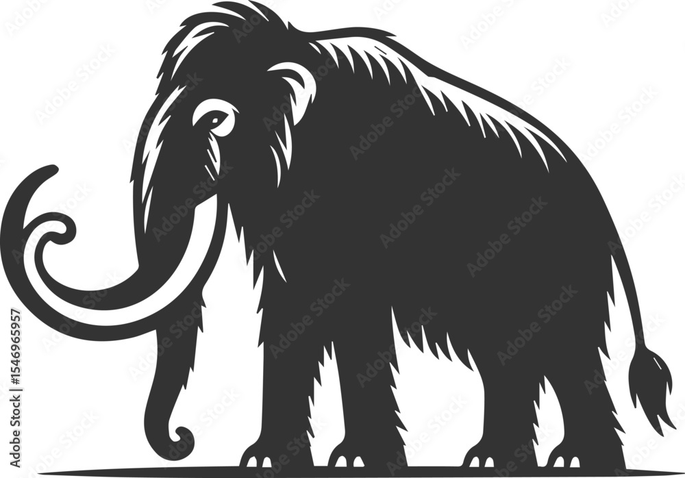 Fototapeta premium Big forest animal mammoth vector silhouette black drawing