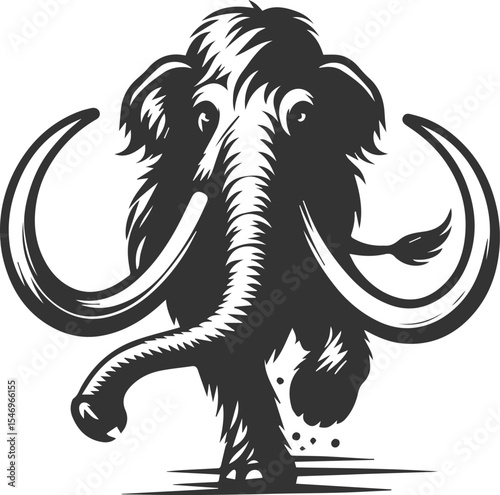 Big forest animal mammoth vector silhouette black drawing