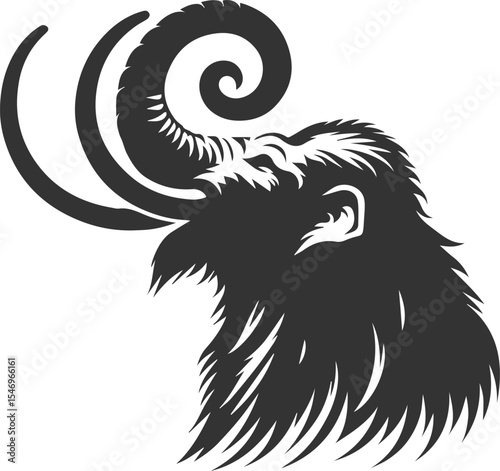 Big forest animal mammoth vector silhouette black drawing
