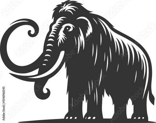 Big forest animal mammoth vector silhouette black drawing