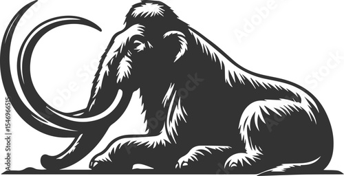 Big forest animal mammoth vector silhouette black drawing
