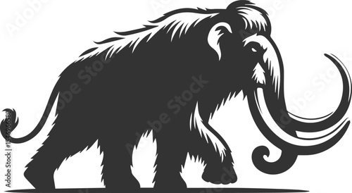 Big forest animal mammoth vector silhouette black drawing