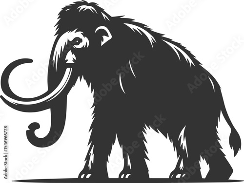 Big forest animal mammoth vector silhouette black drawing