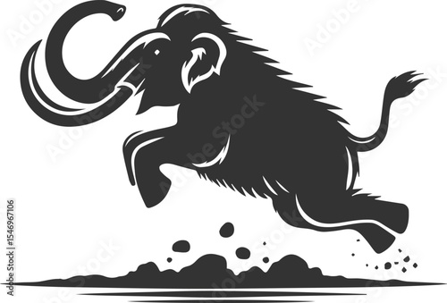 Big forest animal mammoth vector silhouette black drawing