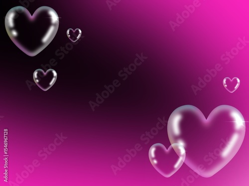 Pink black with bubbles heart shaped 