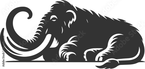 Big forest animal mammoth vector silhouette black drawing