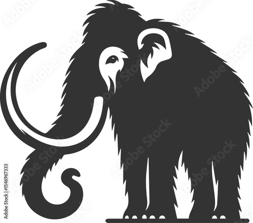 Big forest animal mammoth vector silhouette black drawing