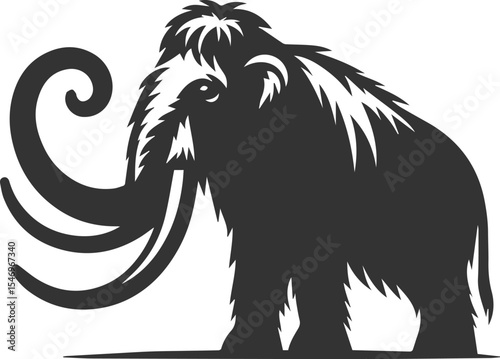 Big forest animal mammoth vector silhouette black drawing
