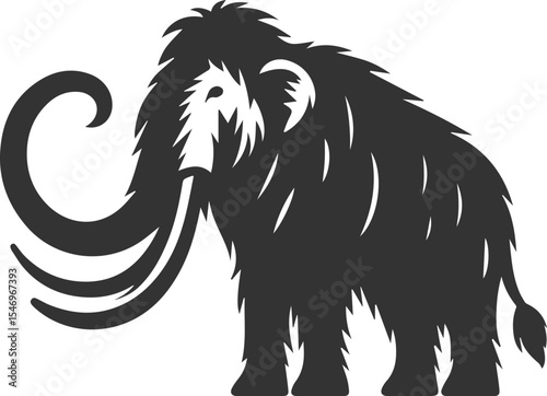 Big forest animal mammoth vector silhouette black drawing