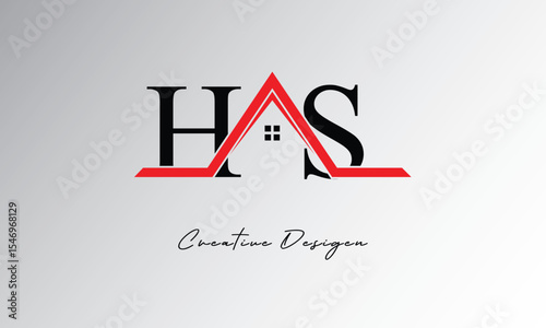 HS Letter House Logo – Creative Real Estate Monogram Design with Roof Shape & Home Symbol for Architecture, Property & Modern Branding Identity
