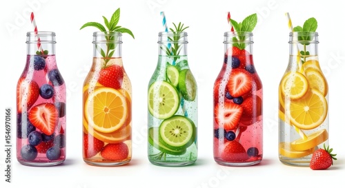 Infused Water Bottles with Fresh Fruit and Herbs