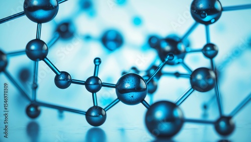 Blue molecule structure background. Cells and biological chain abstract concept 3D render 3D illustration