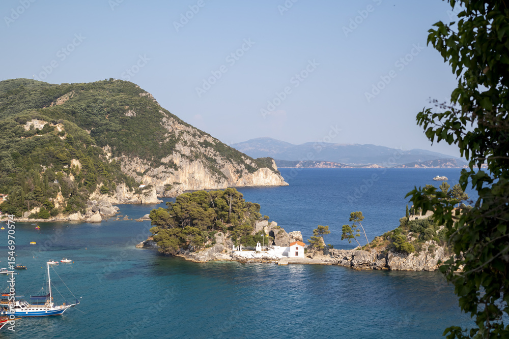 Fototapeta premium Panagia Chapel Islet in Parga, Greece