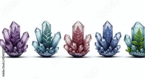 Crystal Clusters with Botanical Inclusions: A Spectrum of Colors