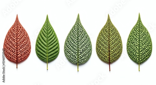 Gradient of Spotted Leaves - Five Stages of Color Change