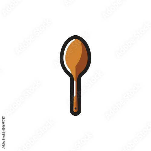 Wooden spoon flat icon.