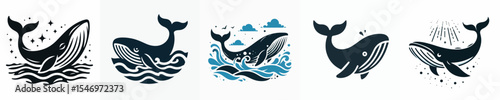 vector silhouette of whale
