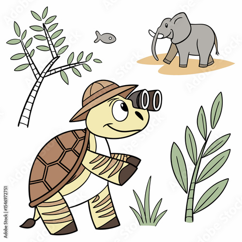 SVG art: A Silly Sea turtle in a Safari Adventure vibe with wearing bunny slippers, tinted with Savannah Heat tones