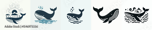 vector silhouette of whale