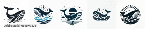 vector silhouette of whale
