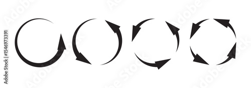 Circle arrow vector icon set. Rotation, recycle and icon symbols